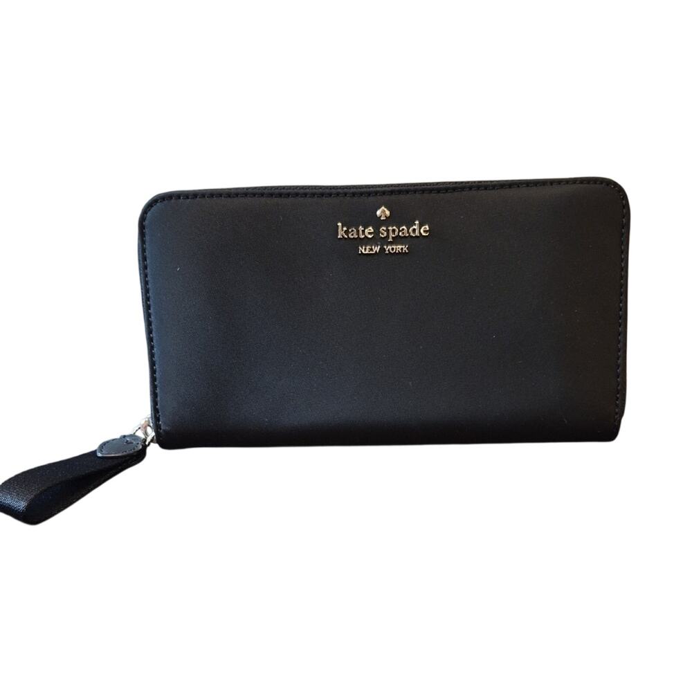 Kate Spade Black Zip-Around Wallet Nylon 8 X 4